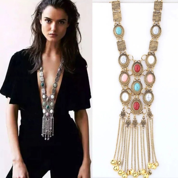 Fashion Jewelry Jewelry - Statement Necklace Maximilism Jewelry Multicolor Stones Antique Gold Setting